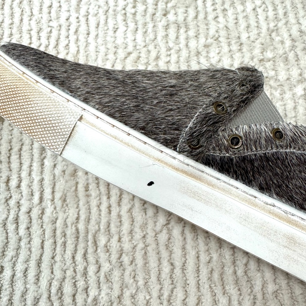 Chocolat Blu Noella Slip On Sneaker Grey Calf Hair Grommet Detail Size 39 US 8 - Picture 11 of 11